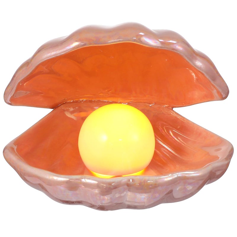 Pink Ceramic Seashell Pearl Night Light Desktop Bedside Lamp Home Decor - Image 2