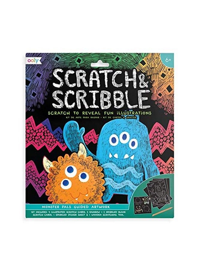 Ooly Scratch & Scribble Art Set Scratch Kit Monster Pals - Image 1