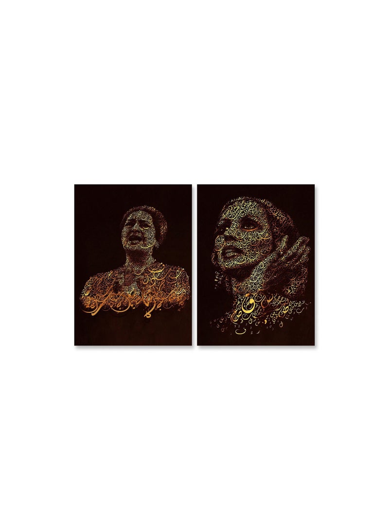 ماركتنا لوحة جدارية فنية لتزين الحائط  بتصميم عصري للمغنية فيروز و أم كلثوم , قطعتين ,القياس:80x60سم - Image 2