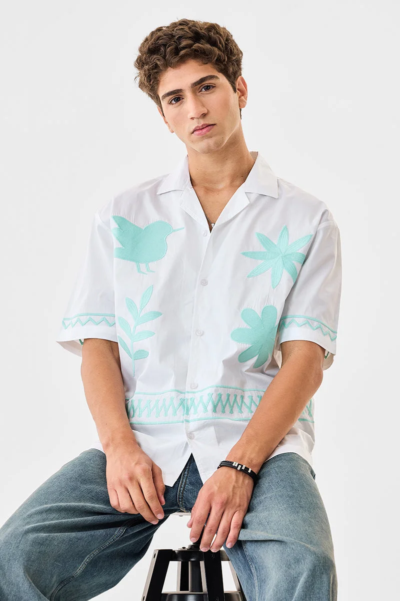 SNITCH 100% Cotton Embroidered Box Fit Shirt