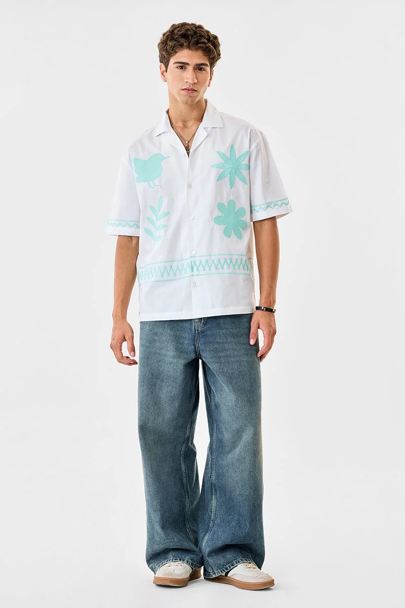 SNITCH 100% Cotton Embroidered Box Fit Shirt