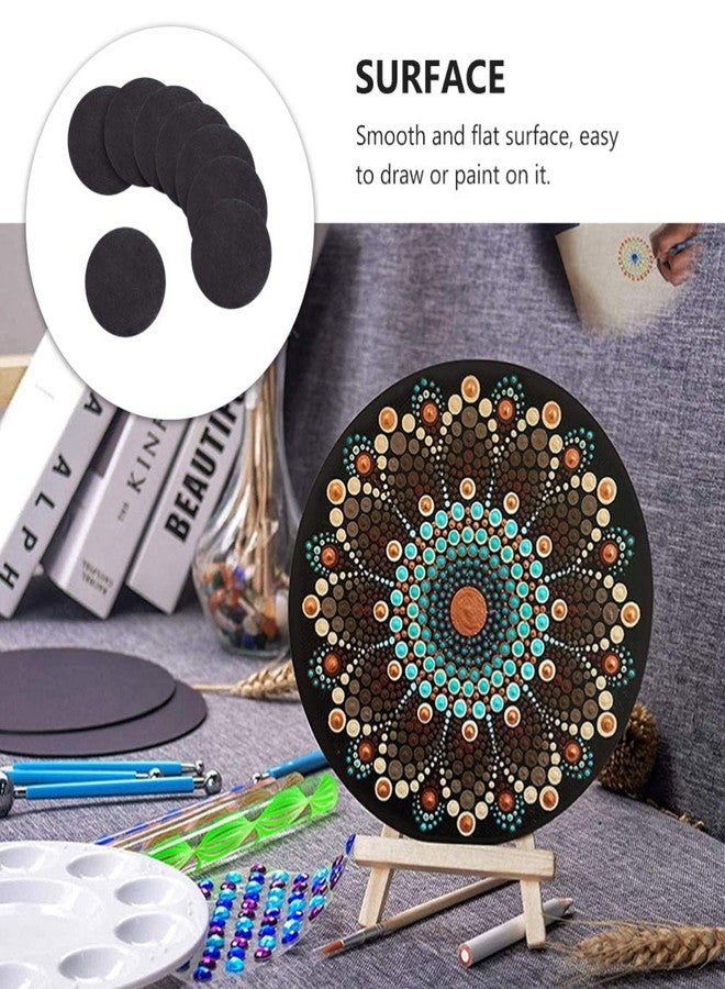 HEALLILY 8 Pcs Black Round Painting Cardboard Panels for Mandala Dotting Drawing Painting Art Supplies - Image 4