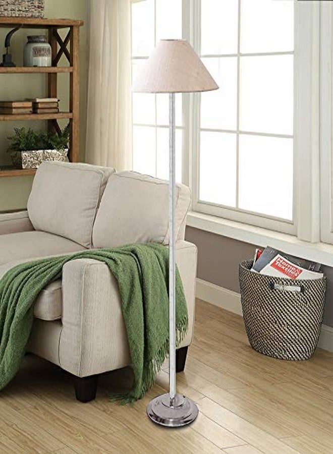 Improvhome مصباح أرضي من إمبوفوم بغطاء قطني من خادي وقاعدة فولاذية - فضي - Image 1