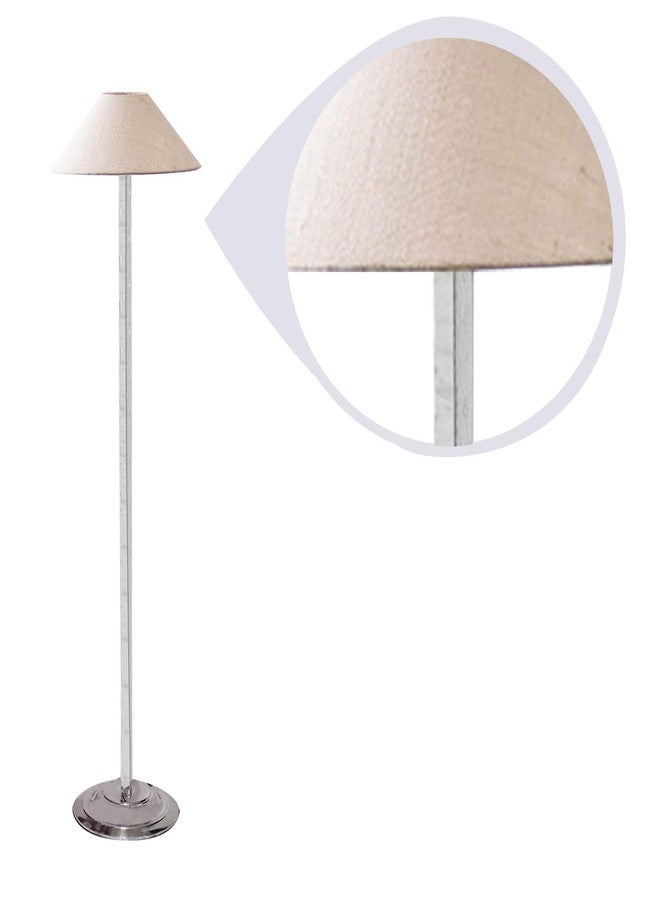 Improvhome مصباح أرضي من إمبوفوم بغطاء قطني من خادي وقاعدة فولاذية - فضي - Image 2