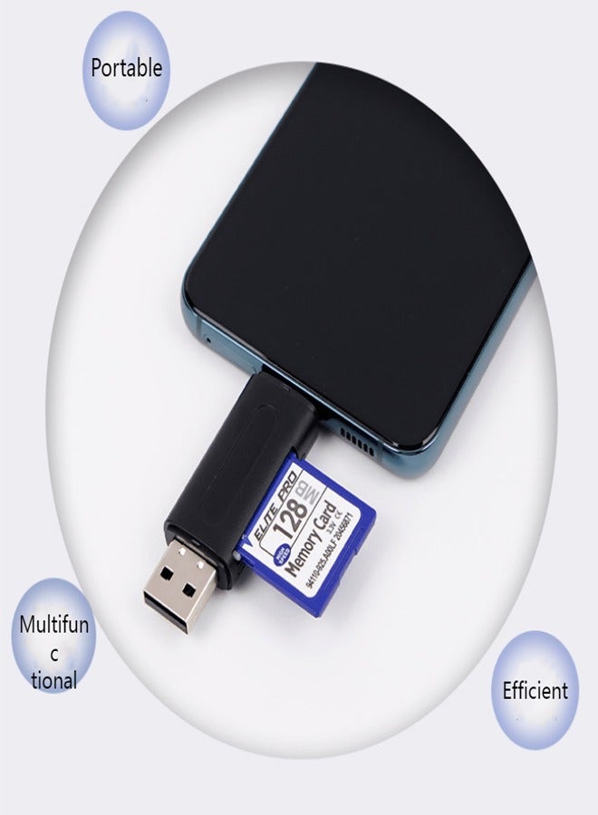 2 in 1 SD Card Reader USB 3.0 USB C OTG Dual Slot for TF Micro SD SD SDXC SDHC Micro SDXC Micro SDHC MMC Compatible for MacBook Dell XPS Samsung Huawei Sony Google BLACK - Image 5