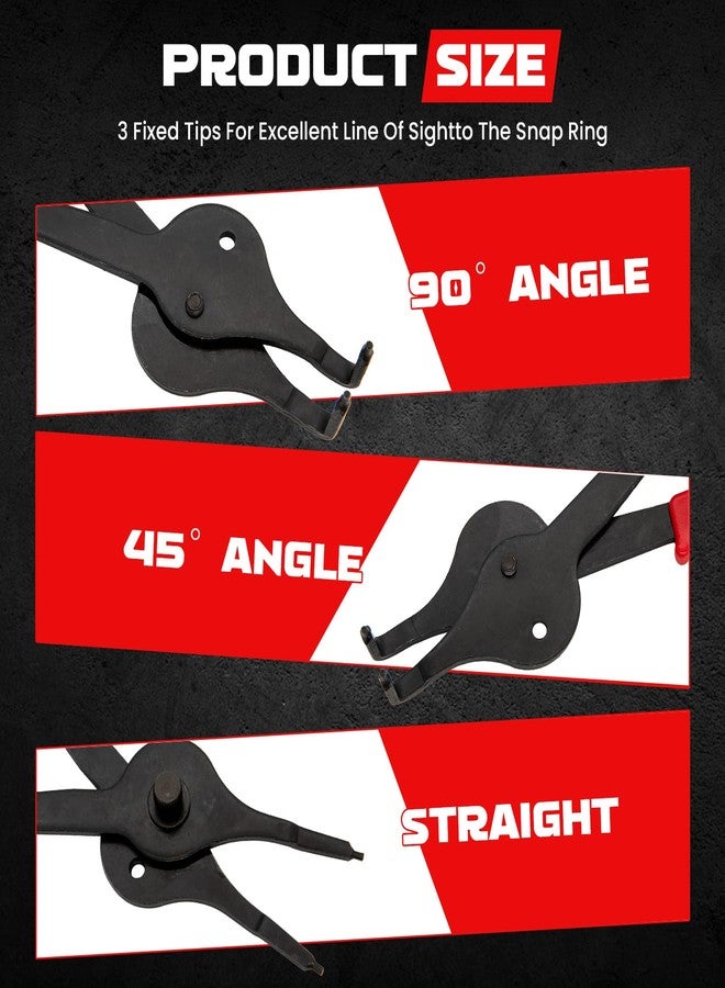 LuckySlycyc Snap Ring Pliers Set, .038in - .09in for Automobiles Lawnmowers and Farm Equipment Retaining Snap Ring and Circlip Removal Tools Straight & Bent Retaining Ring Pliers w/Hook & Pick - Image 3