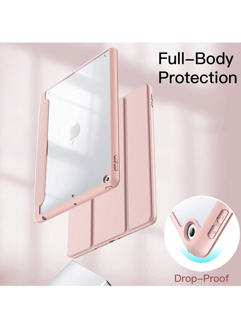 Rock Pow Case for iPad 10.2-Inch (9th/8th/7th Generation 2021/2020/2019) with Pencil Holder Clear Transparent Back Shell Slim Stand Shockproof Tablet Cover Auto Wake/Sleep - Image 4