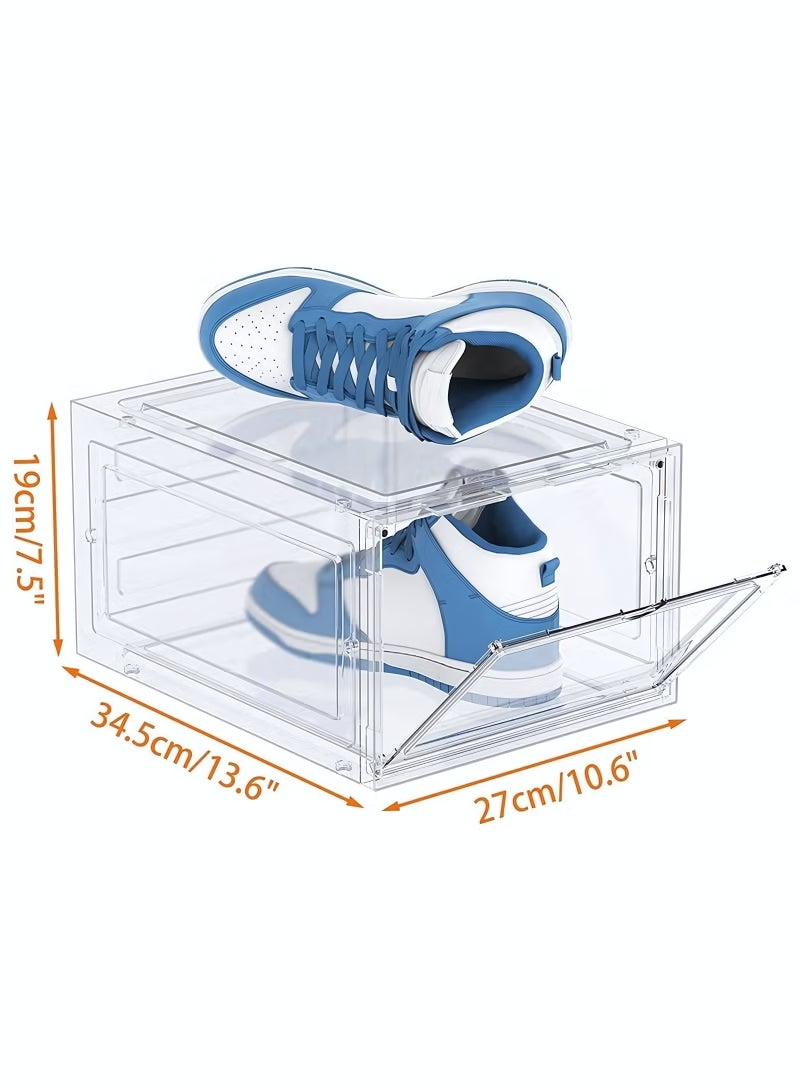 Shoe Racks Set, Stackable Plastic Shoe Box with Clear Door, Easy Assembly, Multi-Purpose Durable Organizer Containers for Shoes, Books, Toys, Clothing and Jewelry - Image 2