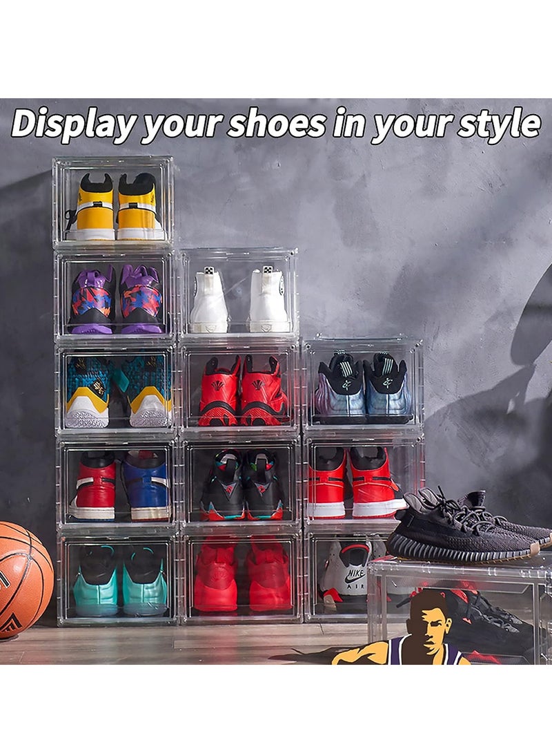 Shoe Racks Set, Stackable Plastic Shoe Box with Clear Door, Easy Assembly, Multi-Purpose Durable Organizer Containers for Shoes, Books, Toys, Clothing and Jewelry - Image 5