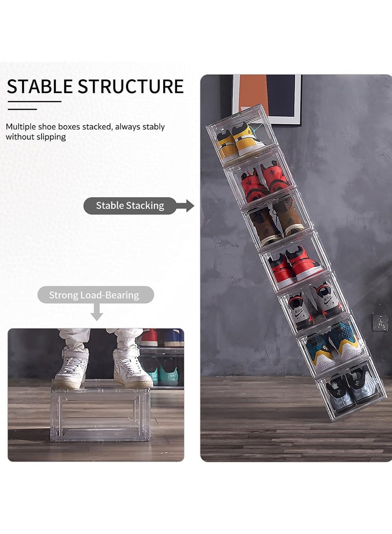 Shoe Racks Set, Stackable Plastic Shoe Box with Clear Door, Easy Assembly, Multi-Purpose Durable Organizer Containers for Shoes, Books, Toys, Clothing and Jewelry - Image 4