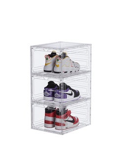 Generic Stackable Shoe Storage Box, Space Saving Crystal Shoe Organizer, Plastic Storage Box with Magnetic Door, Clear  - Image 1