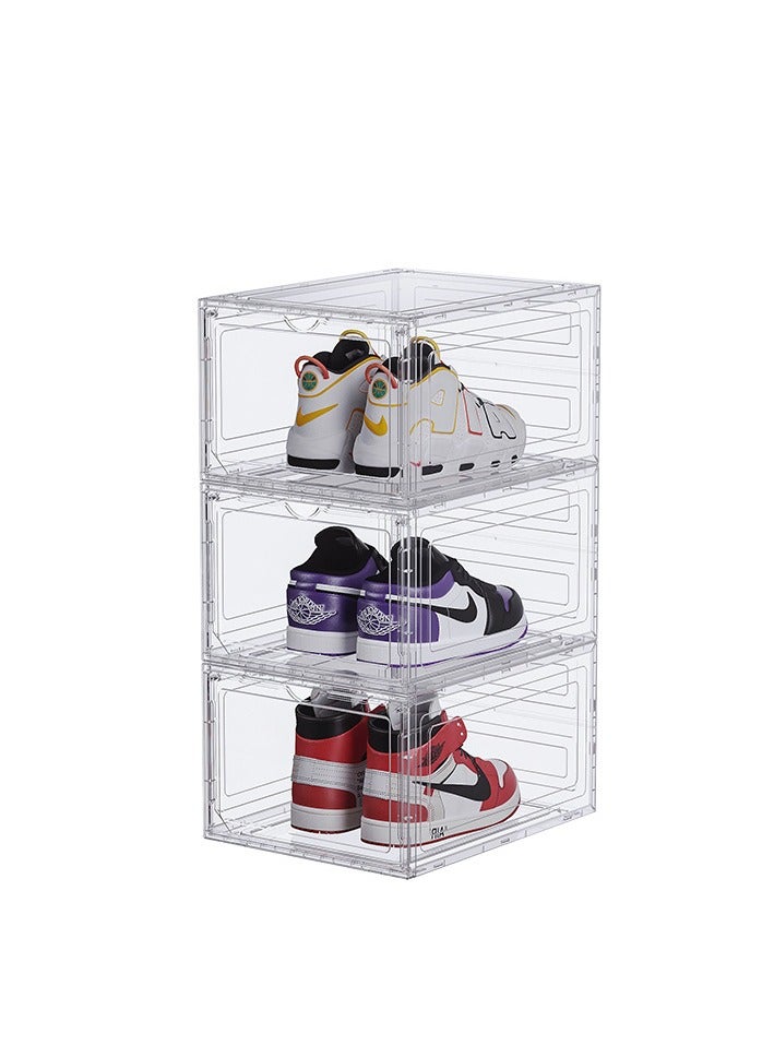 Shoe Racks Set, Stackable Plastic Shoe Box with Clear Door, Easy Assembly, Multi-Purpose Durable Organizer Containers for Shoes, Books, Toys, Clothing and Jewelry - Image 1