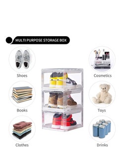 Generic Stackable Shoe Storage Box, Space Saving Crystal Shoe Organizer, Plastic Storage Box with Magnetic Door, Clear  - Image 2