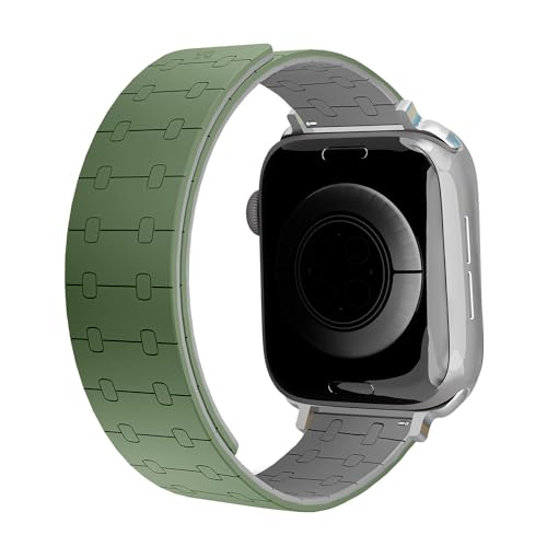 DailyObjects Silicone Mag Grip Loop Watch Strap Compatible with Apple Watch Series 9/8/7 41mm, SE2/SE/6/5/4 40mm, Series 3 38mm | Series10 42mm Olive -Watch Not Included - Image 2