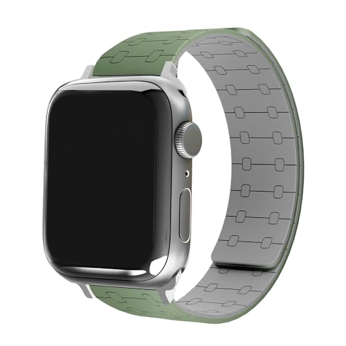 DailyObjects Silicone Mag Grip Loop Watch Strap Compatible with Apple Watch Series 9/8/7 41mm, SE2/SE/6/5/4 40mm, Series 3 38mm | Series10 42mm Olive -Watch Not Included - Image 1