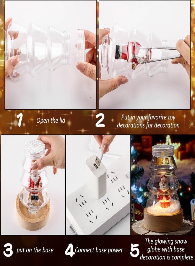 ايرينير مجموعة إيريناري المكونة من 8 قطع لتزيين شجرة عيد الميلاد، كرة ثلجية على شكل شجرة عيد الميلاد مع قاعدة خشبية وإضاءة LED، كرة ماء بلاستيكية شفافة مقاس 140 مم/5.5 بوصة مع غطاء قابل للفك، مثالية للأعمال اليدوية، هدية عيد الميلاد، أو لتزيين النباتات والزهور والمناظر الطبيعية. - Image 3