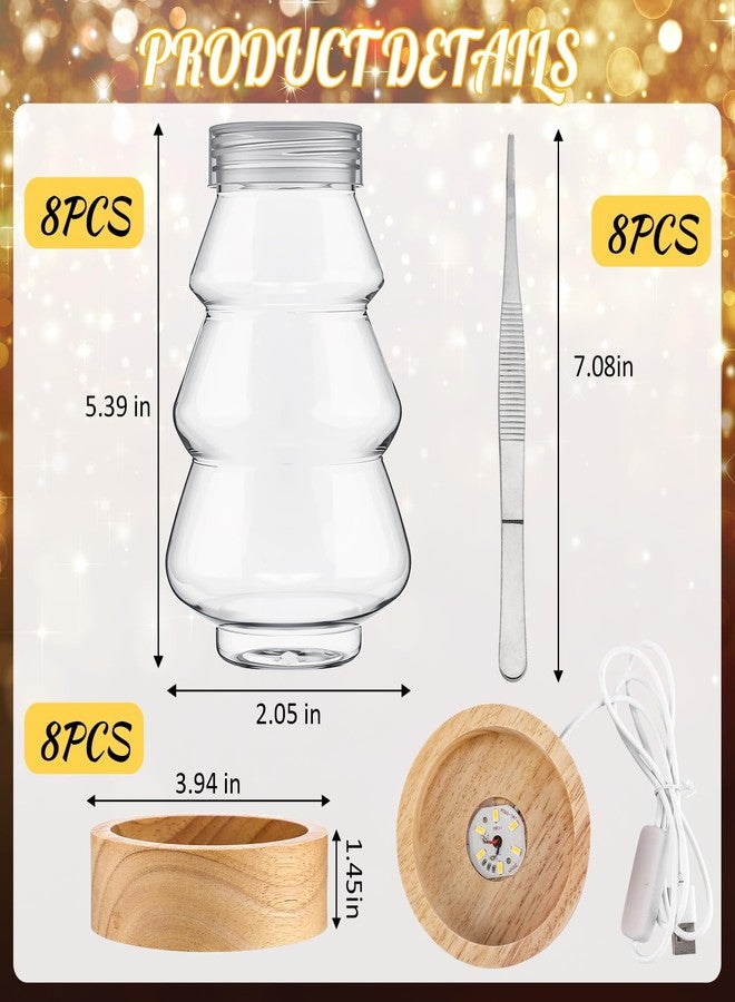 ايرينير مجموعة إيريناري المكونة من 8 قطع لتزيين شجرة عيد الميلاد، كرة ثلجية على شكل شجرة عيد الميلاد مع قاعدة خشبية وإضاءة LED، كرة ماء بلاستيكية شفافة مقاس 140 مم/5.5 بوصة مع غطاء قابل للفك، مثالية للأعمال اليدوية، هدية عيد الميلاد، أو لتزيين النباتات والزهور والمناظر الطبيعية. - Image 2