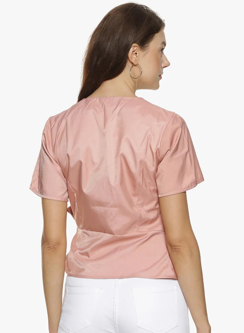 PINACOLADA  Women's Nude Pink Wrap Crop Top for Women | Best Price UAE