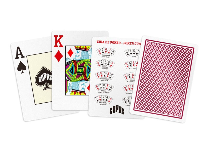 Copag Texas Hold'em, Poker Size, Jumbo Index Playing Cards, Black & Burgundy - Image 2