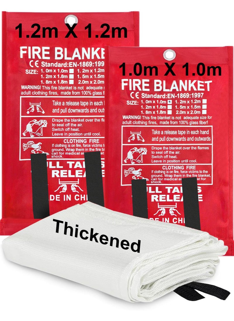 Generic - Upgraded Thickened 2 Pack (1.2m+1m) Fire Emergency Blanket, Fireproof Blanket for Kitchen - Fireproof, Retardant, Kitemarked for Kitchen, Home, Office, Caravan, and Outdoor Use 2 pcs - Image 1