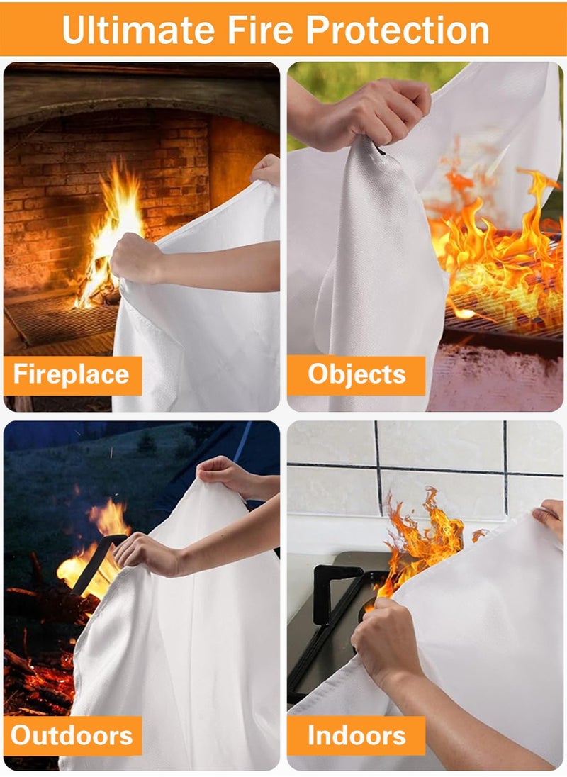 Generic - Upgraded Thickened 2 Pack (1.2m+1m) Fire Emergency Blanket, Fireproof Blanket for Kitchen - Fireproof, Retardant, Kitemarked for Kitchen, Home, Office, Caravan, and Outdoor Use 2 pcs - Image 1