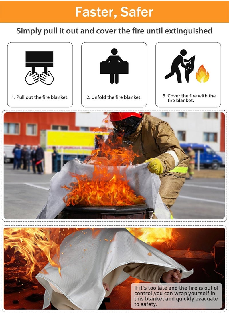 Generic - Upgraded Thickened 2 Pack (1.2m+1m) Fire Emergency Blanket, Fireproof Blanket for Kitchen - Fireproof, Retardant, Kitemarked for Kitchen, Home, Office, Caravan, and Outdoor Use 2 pcs - Image 1