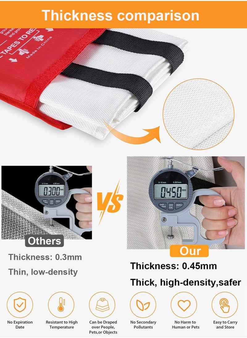 Generic - Upgraded Thickened 2 Pack (1.2m+1m) Fire Emergency Blanket, Fireproof Blanket for Kitchen - Fireproof, Retardant, Kitemarked for Kitchen, Home, Office, Caravan, and Outdoor Use 2 pcs - Image 1