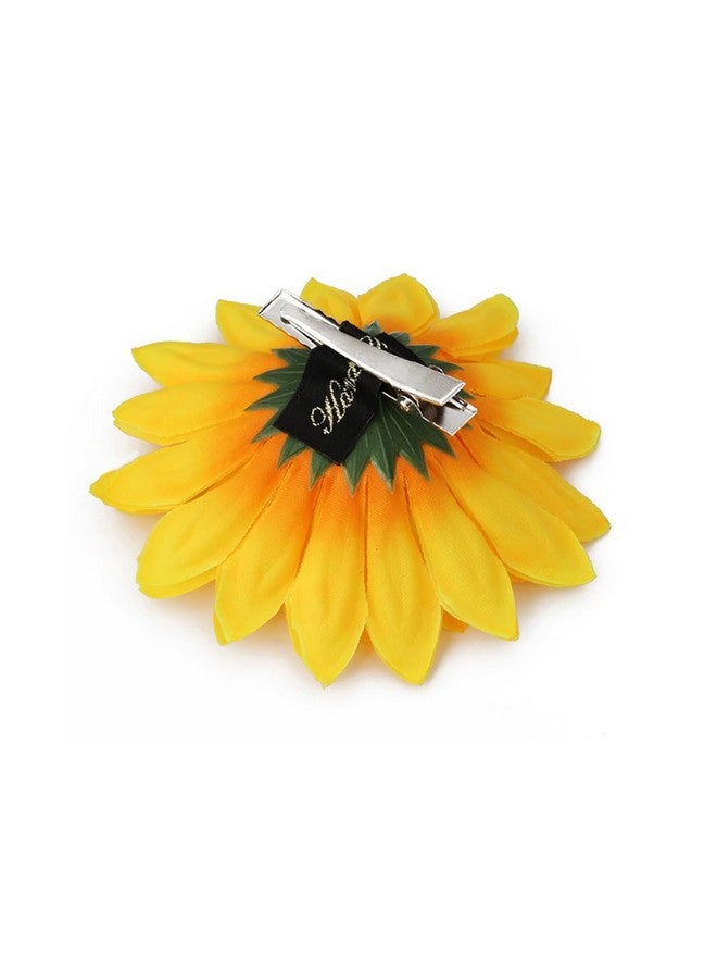 Quupy 6Pcs 3.9 Lady Girls Sunflower Hair Alligator Clips Hairpin Hair Clamp Hair Styling Accessories For Party Beach Vacation Wedding Bridal Barrettes (Yellow) - Image 3