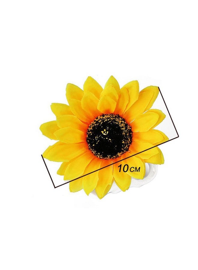 Quupy 6Pcs 3.9 Lady Girls Sunflower Hair Alligator Clips Hairpin Hair Clamp Hair Styling Accessories For Party Beach Vacation Wedding Bridal Barrettes (Yellow) - Image 2