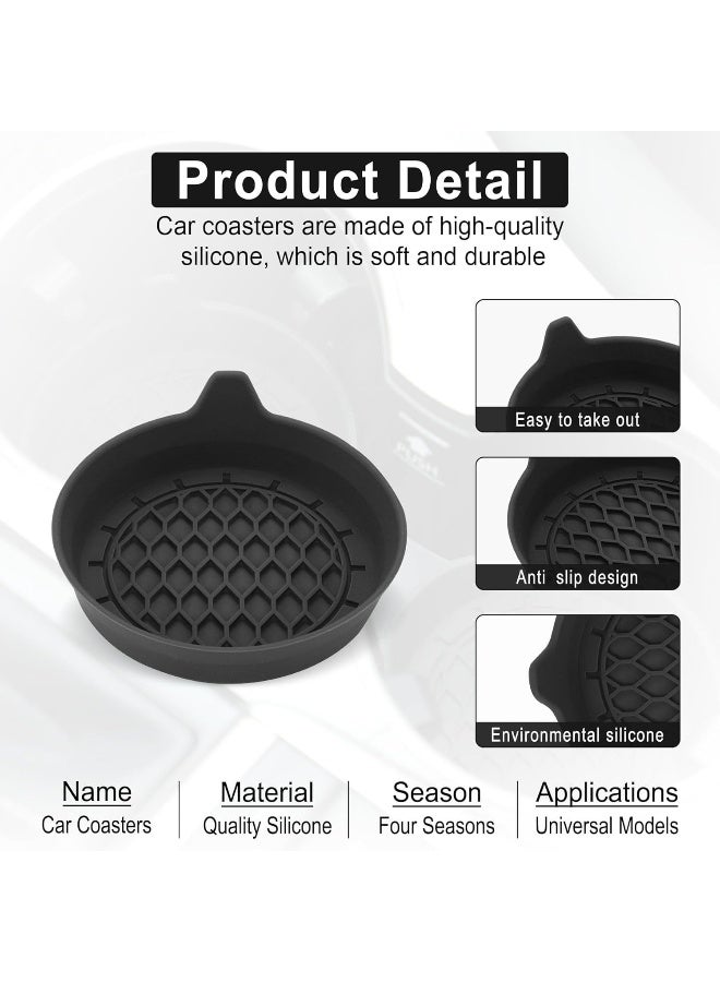 Car Cup Holder Coaster, Silicone Cup Holder Insert, Universal Non-Slip Cup Holders, Car Accessories Interior for Women and Man 4 Pack Black - Image 3