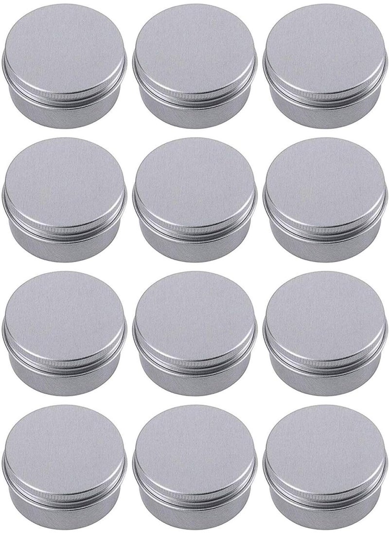 Hulless - 0.5 Ounce Aluminum Tin Jar Refillable Containers 15 ml Aluminum Screw Lid Round Tin Container Bottle for Cosmetic,Lip Balm, Cream, 12 Pack. - Image 1