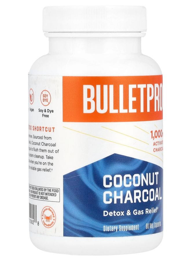 Bulletproof Coconut Charcoal Detox & Gas Relief 90 Veg Capsules (500 mg Per Capsule) - Image 2
