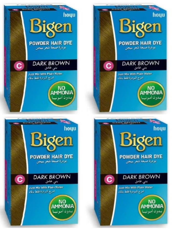 Bigen 4 PIECES OF Powder Hair Dye Dark Brown 4X6 grams