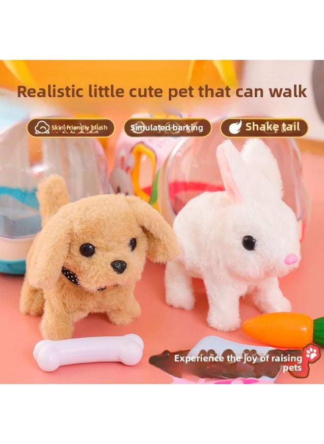 Children's Electric Toy Rabbit Simulation Puppy Will Walk Will Call Will Nod And WAG Tail Plush Toy Wholesale-Color:Deluxe Set Of 19 Pieces (Bunny) E-commerce Battery Self-contained  - Image 3