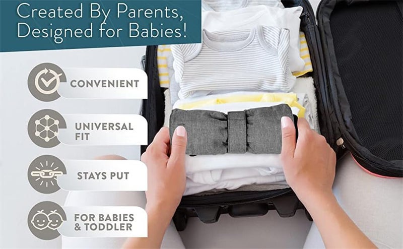 كرسي طعام محمول للأطفال، مقعد معزز للسفر مع حقيبة حمل - أحزمة قابلة للتعديل تناسب أي كرسي، مثالي لتغذية الأطفال الصغار وتناول الطعام، ملحق مقعد السفر - Image 5