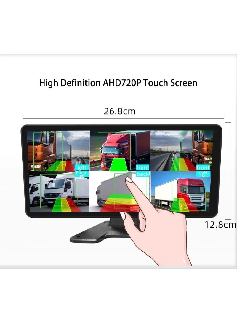 Truck 360 Degrees Driving Recorder 6 Channels AHD 1080p Ip68 6 Cameras  Bus 10.1 in Touch Screen Truck Dash Cam ADAS BSD MP5 - Image 5