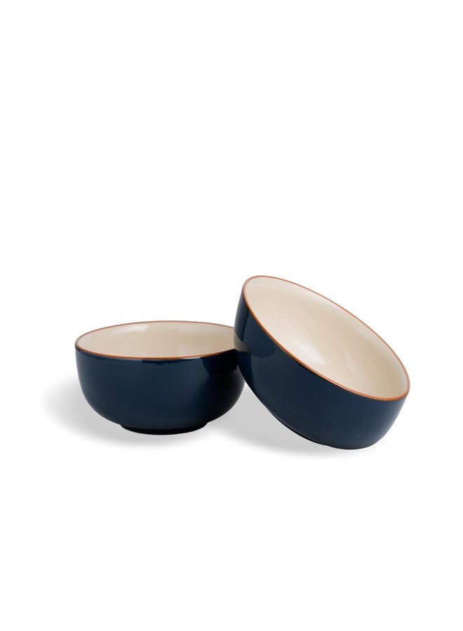 طقم أطباق معكرونة من السيراميك من شاي، 18 سم، قطعتان، أزرق داكن | لمسة نهائية لامعة | أطباق تقديم من السيراميك الحجري | طبق سيراميك | طبق تقديم معكرونة (أزرق داكن)