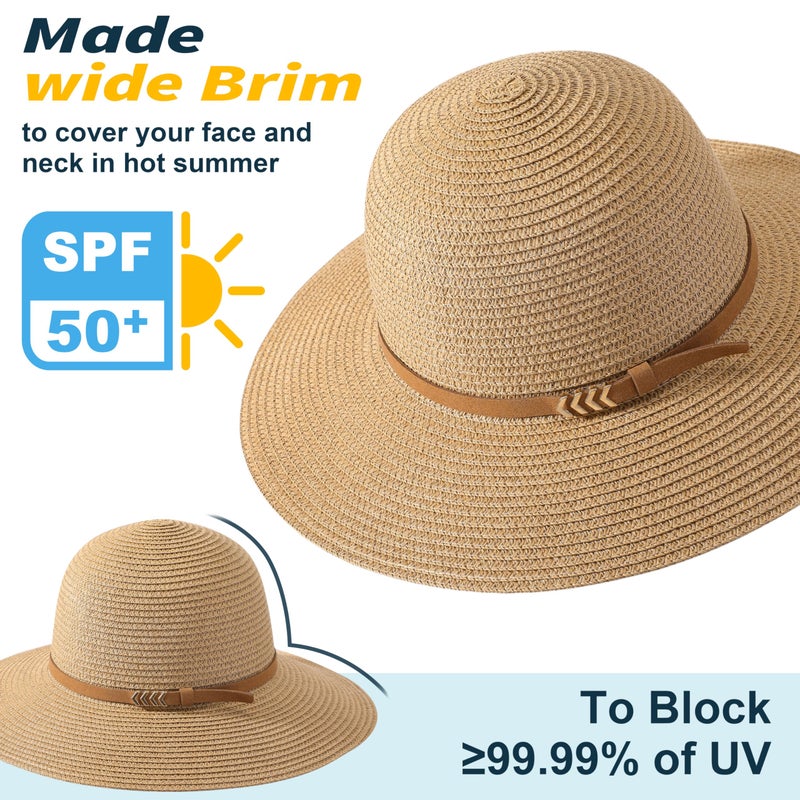 Pleneal Sun Beach Hats for Women, Womens Straw Hat UPF 50+ UV Protection, Packable Summer Hat for Travel - Image 3