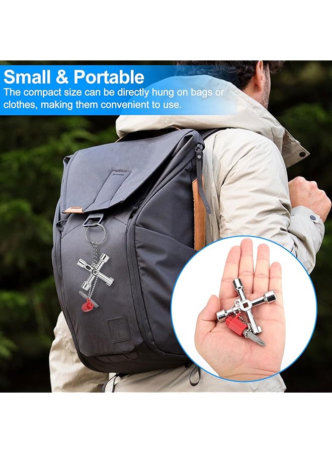 SYOSI 6 Way Gas Meter Box Key 2 Pcs Radiator Bleed Key Water Tap Faucet Open Key Multi Functional Utilities Key For Electric Water Gas Meter Box Cupboard Cabinet Opening Key(Silver) - Image 4