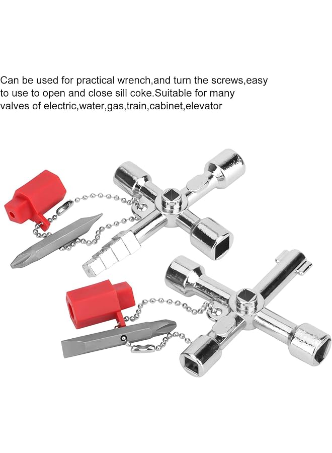 SYOSI 6 Way Gas Meter Box Key 2 Pcs Radiator Bleed Key Water Tap Faucet Open Key Multi Functional Utilities Key For Electric Water Gas Meter Box Cupboard Cabinet Opening Key(Silver) - Image 5