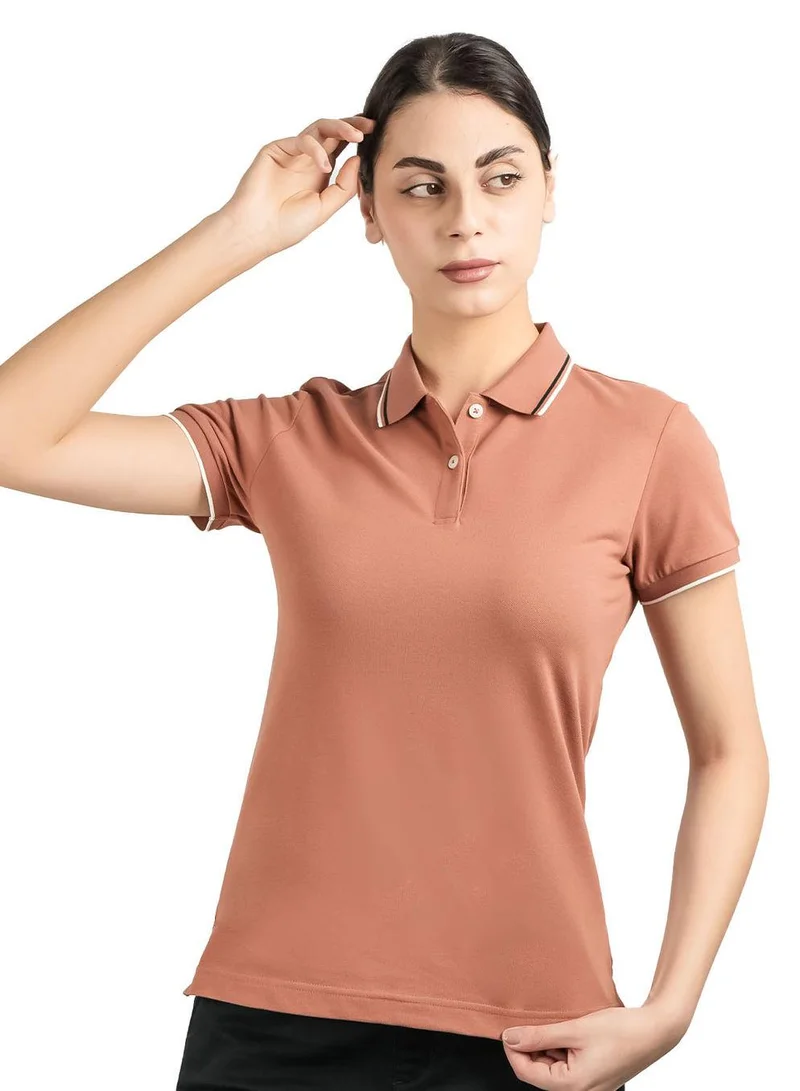 GIORDANO Women's Cotton Lycra Slim Fit Solid Polo
