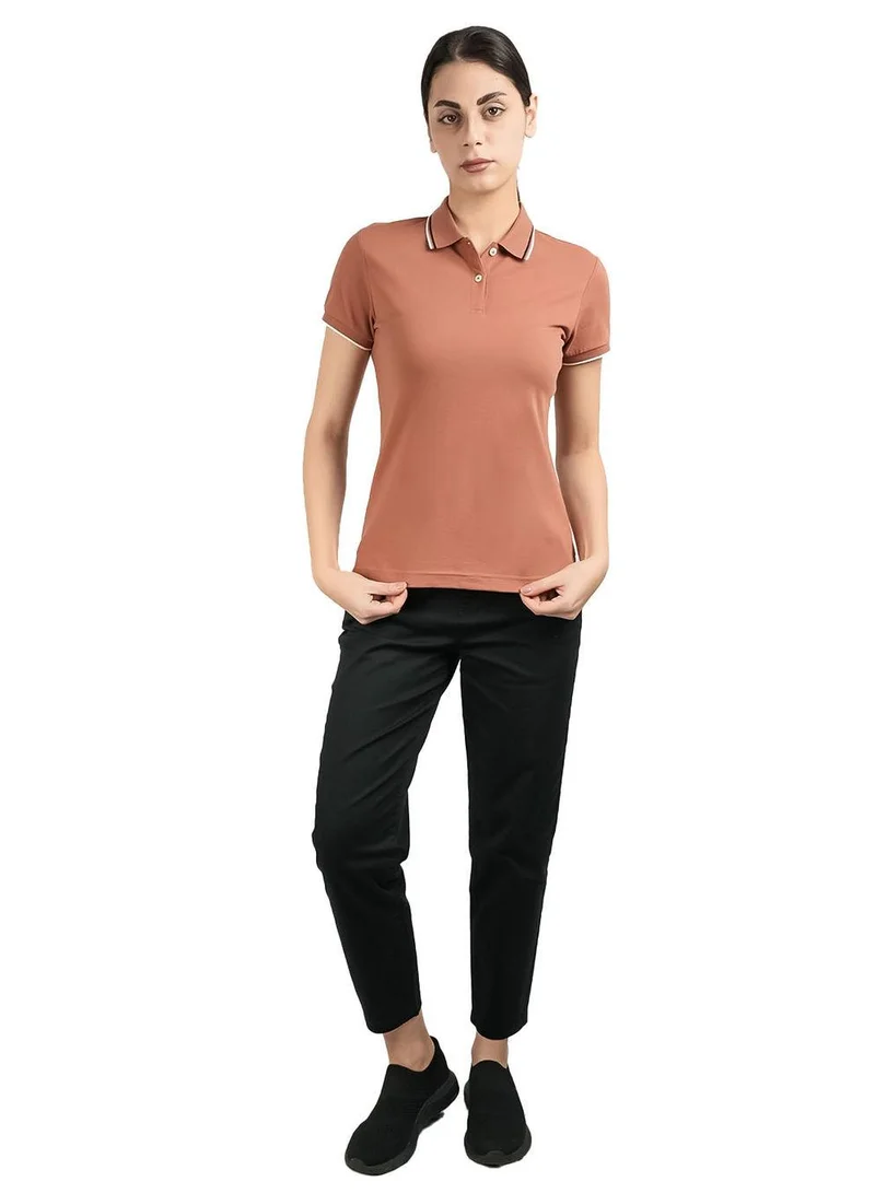 GIORDANO Women's Cotton Lycra Slim Fit Solid Polo