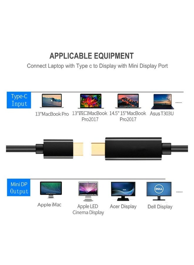 USB-C to Mini DisplayPort Cable – 4K@60Hz High-Speed Adapter – 1.8M Plug & Play Video Cable for Laptops, Monitors & Projectors - Image 3