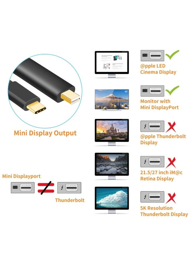 USB-C to Mini DisplayPort Cable – 4K@60Hz High-Speed Adapter – 1.8M Plug & Play Video Cable for Laptops, Monitors & Projectors - Image 4