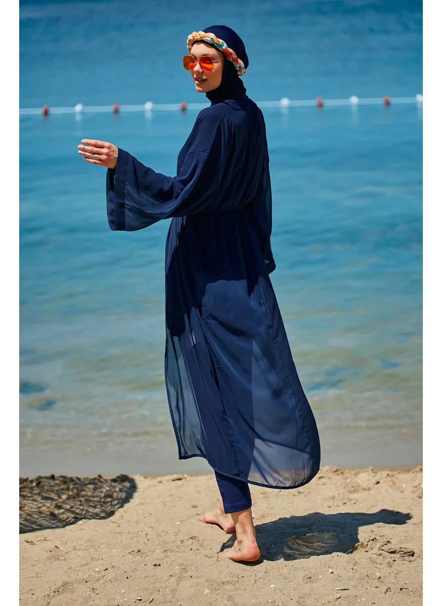 Marina Plain Navy Blue Kimono Kaftan P2343