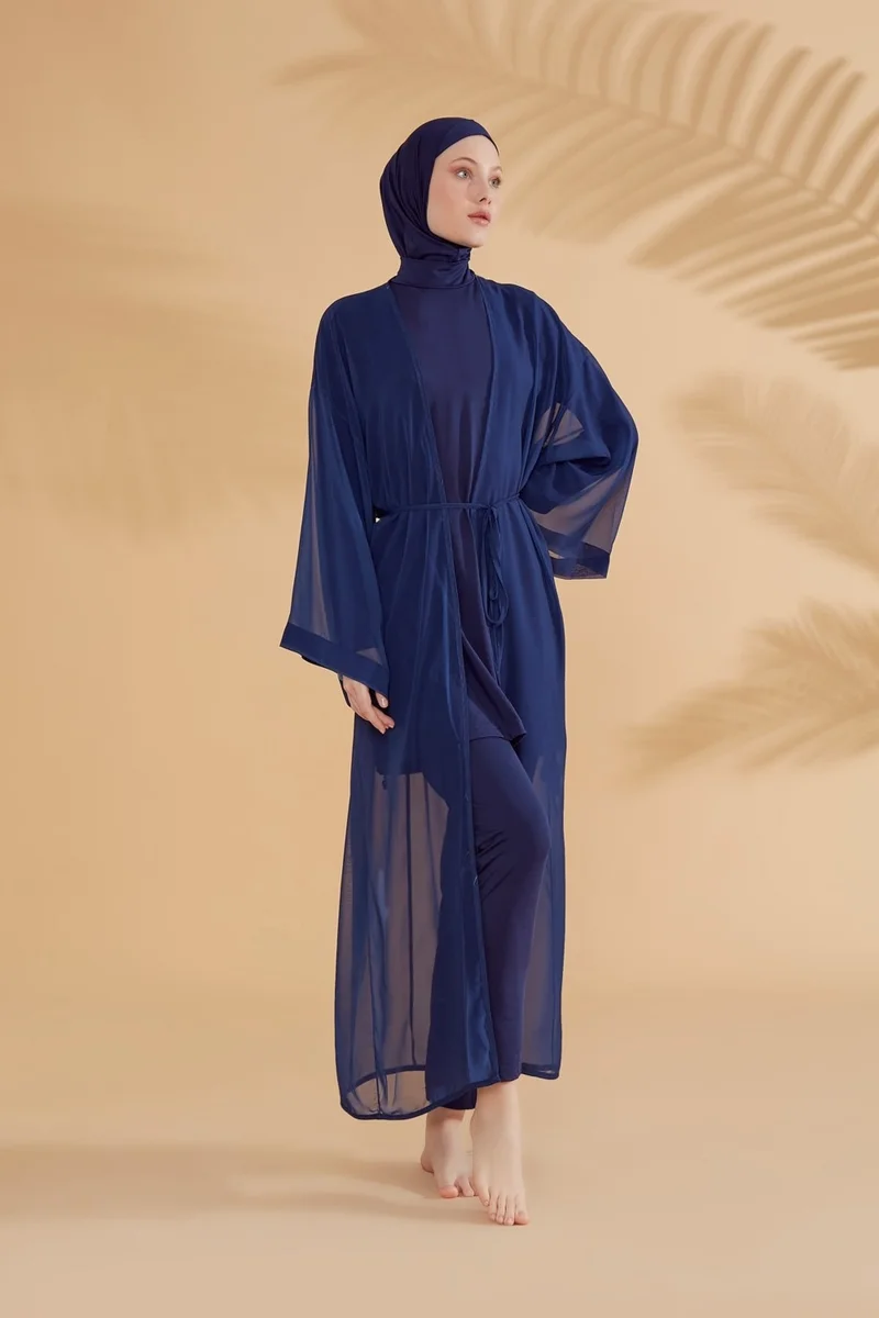 Marina Plain Navy Blue Kimono Kaftan P2343