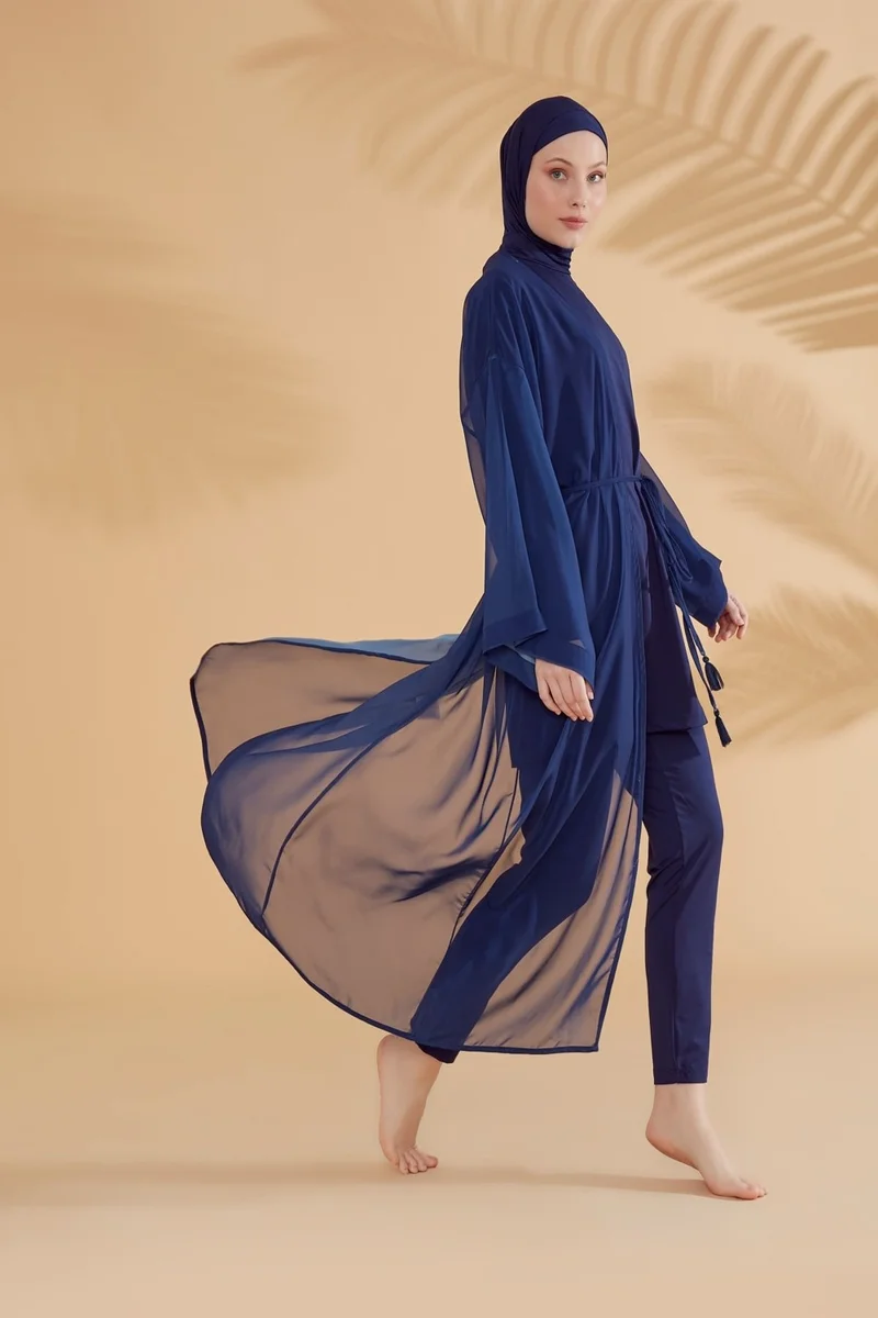 Marina Plain Navy Blue Kimono Kaftan P2343