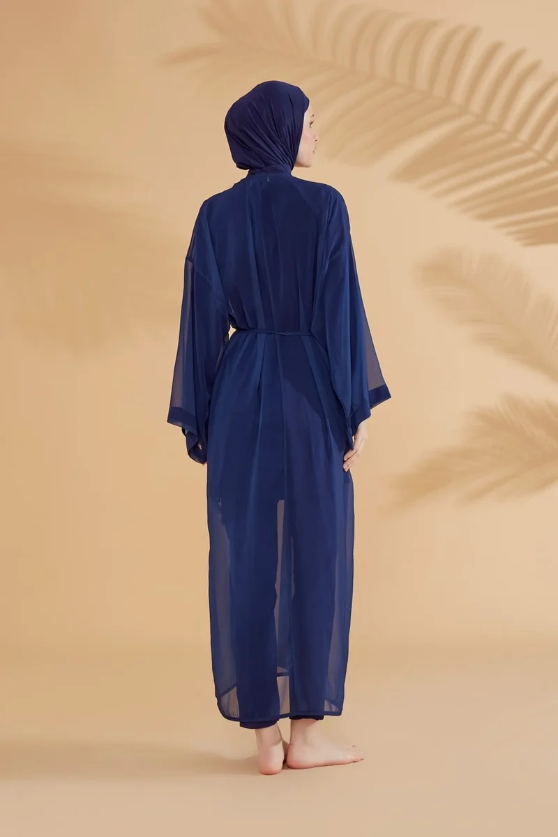 Marina Plain Navy Blue Kimono Kaftan P2343