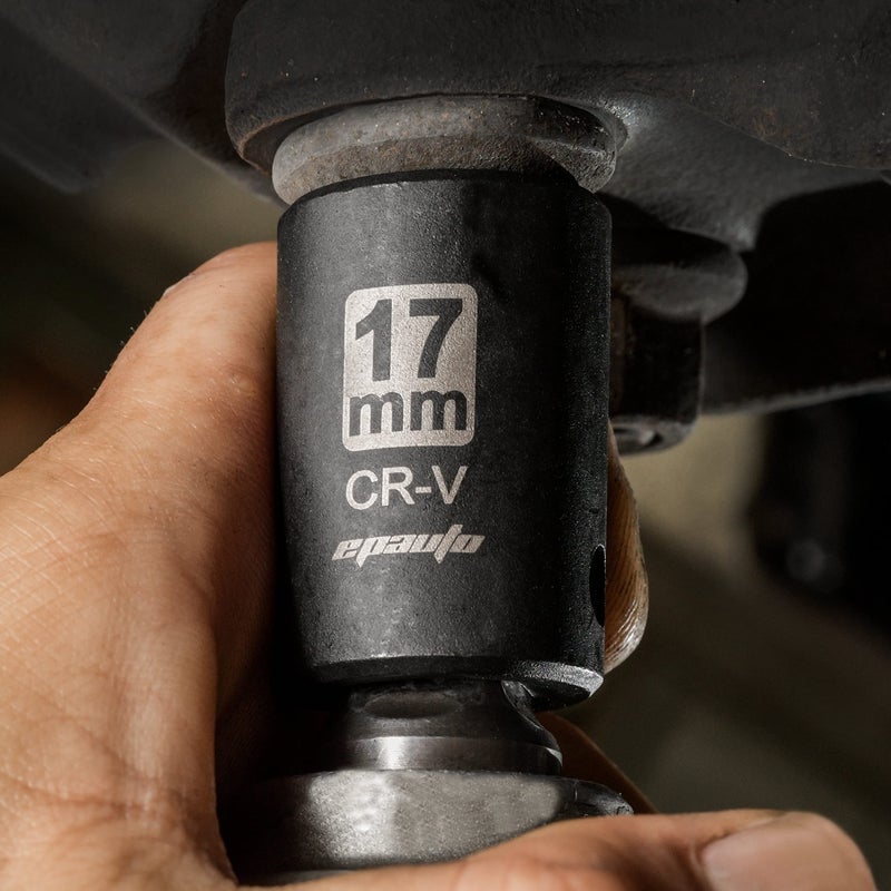 EPAuto 1/2-Inch Drive Metric Shallow Impact Socket Set, Cr-V, 6-Point, 14 Sockets - Image 4