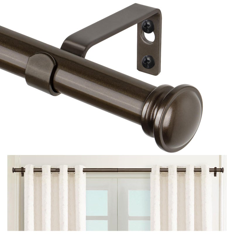 TONIAL Curtain Rods 32 to 58 Inch(2.6-4.8ft), Telescoping Splicing 3/4 Drapery Rods for Windows 20 to 53 Inch(1.7-4.4ft)32 to 58 Inch Decorative Single Rod with Small Cap Finial, Bronze - Image 1